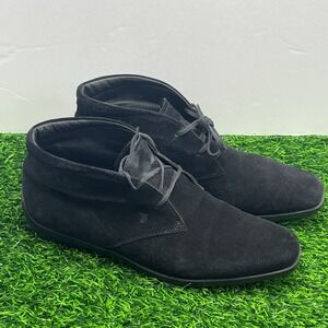 Tod's Midnight Black Leather Suede Ankle Boots EUR‎ 37 Lace-Up Made in Italy